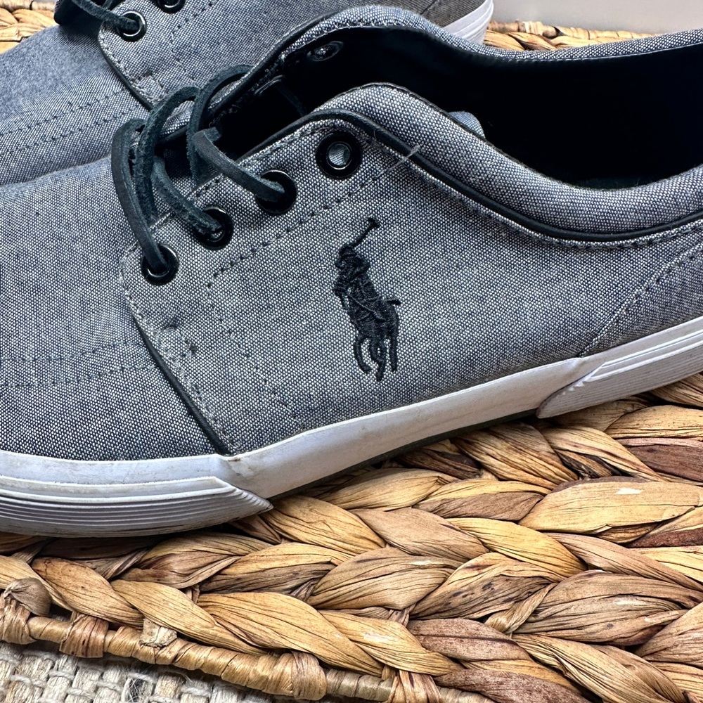 RALPH LAUREN POLO Faxon Low Gray Chambray Size 8D Casual Tennis Shoes